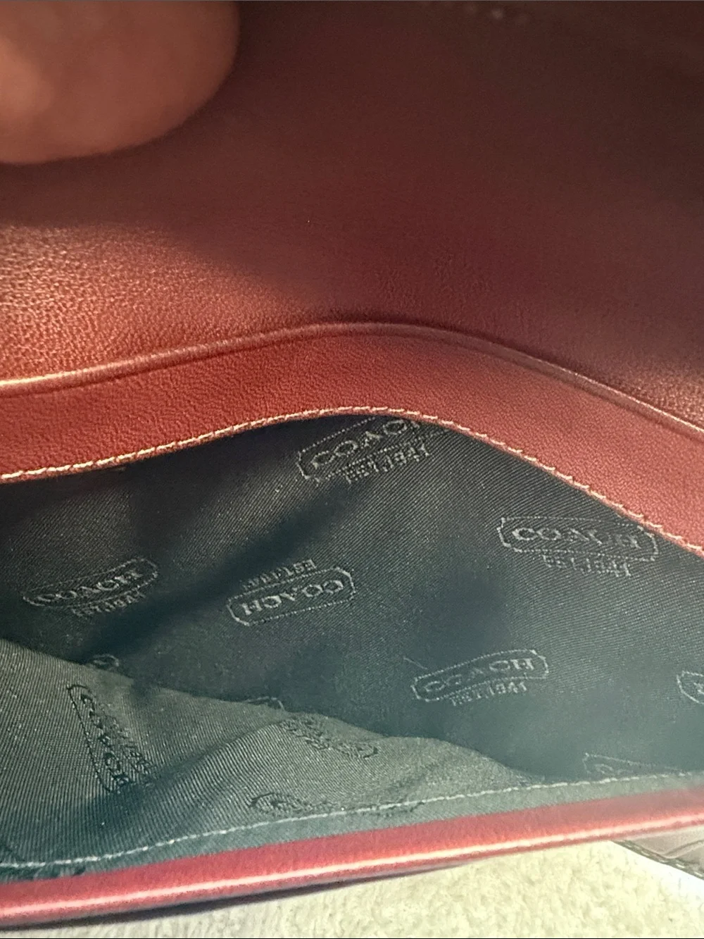 Coach Black Leather Wallet with Contrasting Stripes